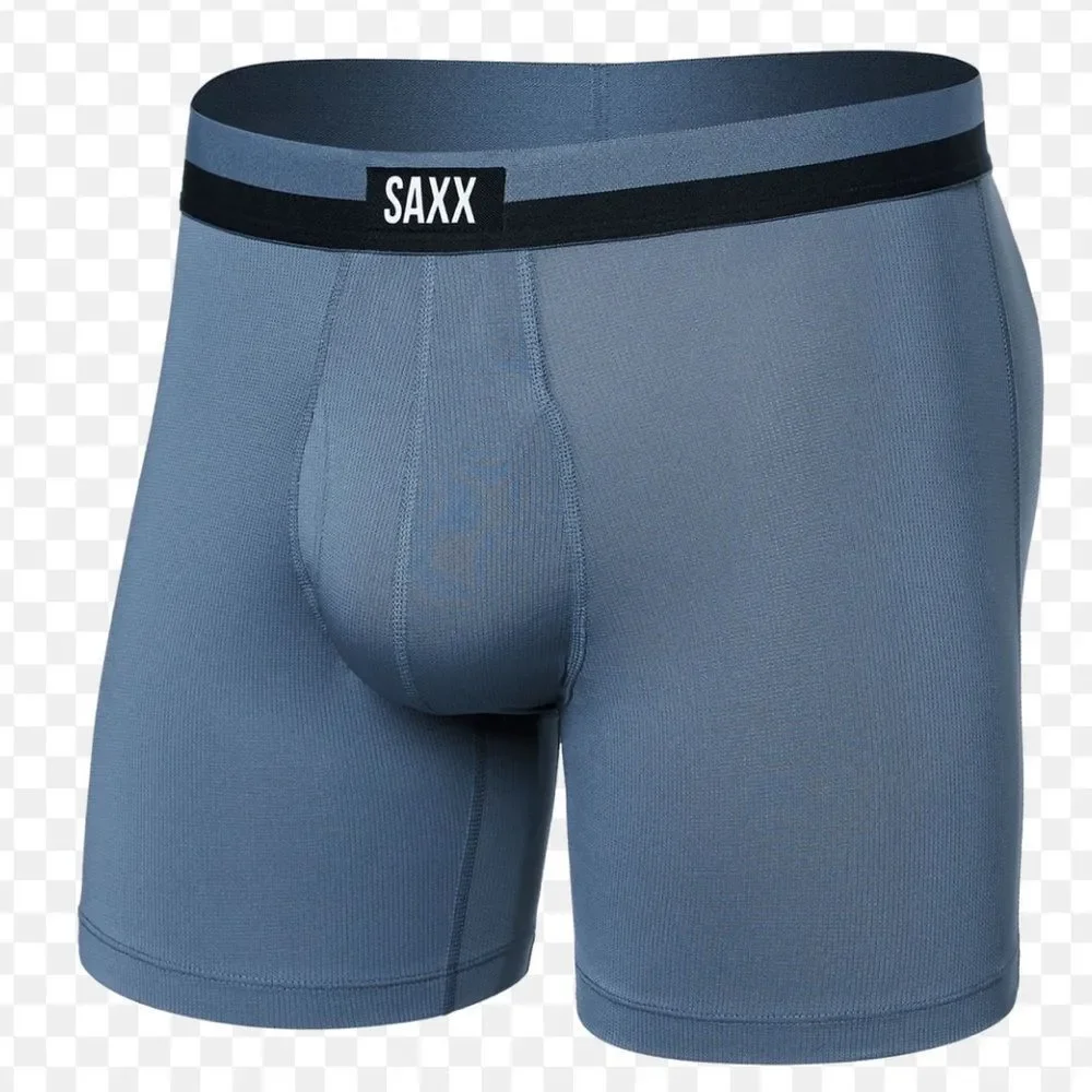 SAXX Men's Underwear with Pouch Sport Mesh Boxer Brief Fly, Stone Blue,XXL, NWOT